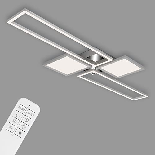 BRILONER - LED Deckenleuchte dimmbar mit Fernbedienung, Mittellicht, schwenkbare LED Deckenlampe, einstellbarer Weißton, eckig, aluminium gebürstet, 1200x425x75mm (LxBxH), Aluminiumfarbig-chrom von BRILONER