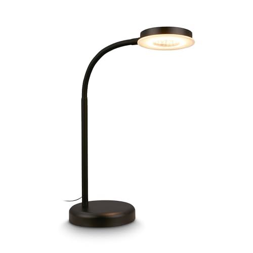 BRILONER - LED Schreibtischlampe mit Touch, dimmbar in Stufen, schwenkbar, Tischlampe, Lampe, Nachttischlampe, Tischleuchte, Home Office, Bürolampe, Leselicht, 32,5x13x40 cm, Schwarz von BRILONER