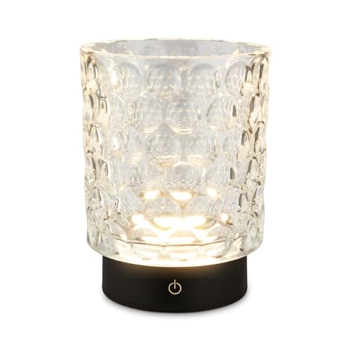 BRILONER - LED Tischlampe kabellos IP44 mit Glaskorpus, Touchdimmbar in Stufen, Akku & Lichtquelle tauschbar, Nachttischlampe, Dekolampe, Akku Tischleuchte, Wohnzimmer, Kinderzimmer, 15x11 cm, Klar BRILONER - LED Tischlampe kabellos IP44 mit Glaskorpus, Touchdimmbar in Stufen, Akku & Lichtquelle tauschbar, Nachttischlampe, Dekolampe, Akku Tischleuchte, Wohnzimmer, Kinderzimmer, 15x11 cm, Klar von BRILONER