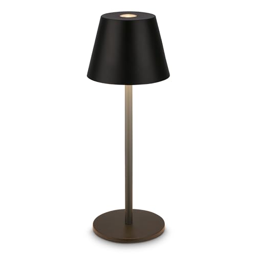 BRILONER - LED Tischlampe kabellos IP44 mit Touch, dimmbar, Akku tauschbar, Nachttischlampe, Leselampe, LED Lampe, Campinglampe, Tischleuchte, Akkulampe, Outdoor Lampe, 6x16 cm, Schwarz von BRILONER