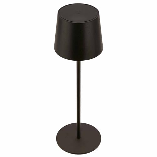 BRILONER - LED Tischlampe kabellos IP44 mit Touch, dimmbar, Akku & Lichtquelle tauschbar, Nachttischlampe, Leselampe, Campinglampe, Tischleuchte, Akku Lampe, Outdoor, 11 x 33 cm (DxH), Schwarz von BRILONER