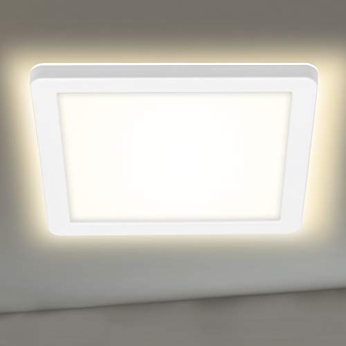 BRILONER - LED Wandlampe mit indirektem Licht, flach, neutralweiße Lichtfarbe, Aussenlampe, Wandleuchte aussen, LED Strahler außen, Außenleuchte, Außenwandleuchten, 19x19x2,8 cm, Weiß von BRILONER
