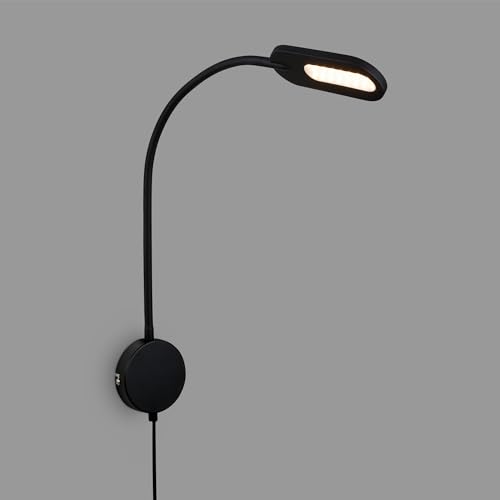 BRILONER – Leselampe, Wandleuchte Innen, LED Lampe, Wandlampe Innen, Schwenkbar, Dimmbar, Touchbedienung, Steckdosenlampe, Schwarz von BRILONER