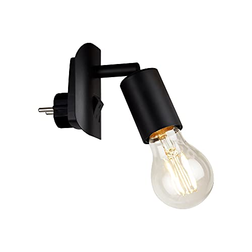 BRILONER - Leselampe Bett für die Steckdose, Ein-/Ausschalter, schwenkbar, E27, Wandleuchte Innen, Steckdosenlampe, Steckdosenlicht, Wandlampe mit Schalter, Steckdosenleuchte, 9,5x6,7x7,8 cm, Schwarz BRILONER - Leselampe Bett für die Steckdose, Ein-/Ausschalter, schwenkbar, E27, Wandleuchte Innen, Steckdosenlampe, Steckdosenlicht, Wandlampe mit Schalter, Steckdosenleuchte, 9,5x6,7x7,8 cm, Schwarz von BRILONER