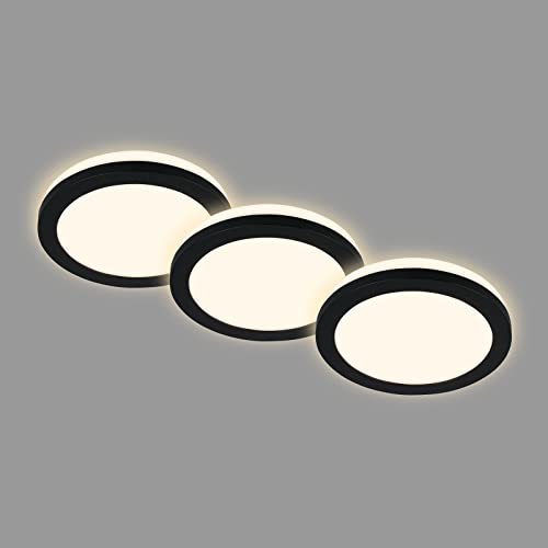 BRILONER - 3er Set Bad Einbaustrahler LED mit indirektem Licht, inkl. Aufsatzrahmen, warmweiße Lichtfarbe, LED Spot, Deckenspots, LED Spots, Einbauleuchten, Einbauspots LED, 84x36,5 mm, Schwarz von BRILONER