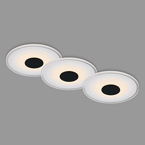 BRILONER Leuchten - 3er Set LED Einbauleuchten Decke, 650 Lumen Einbaulampen led, LED Einbaustrahler Bad, Badeinbaustrahler IP44, Schwarz, 120x36 mm (DxH) von BRILONER