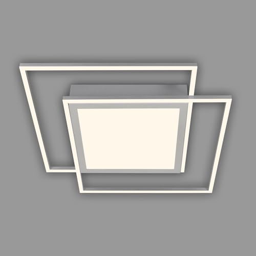 BRILONER Leuchten - Deckenleuchte LED, Deckenlampe LED, LED Frame Mittellicht, Warmweißes Licht, 5800 Lumen, Getrennt Schaltbar, Alu-Chrom-Matt von BRILONER