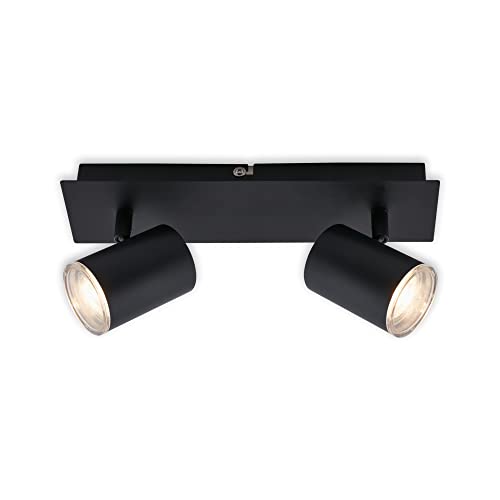 BRILONER Leuchten - Deckenspot, Badleuchte, Badlampe, Deckenleuchte, Strahler dreh- und schwenkbar, 2x LED/GU10, IP44, Schwarz, 290x99x112mm (LxBxH), 2731-025 von BRILONER