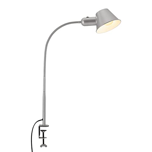 BRILONER Leuchten - Klemmlampe flexibel, Schreibtischlampe verstellbar, Kippschalter, 1x E27 Fassung max. 10 Watt, inkl. Kabel, Chrom-Matt, 65 cm, 7409-014 von BRILONER