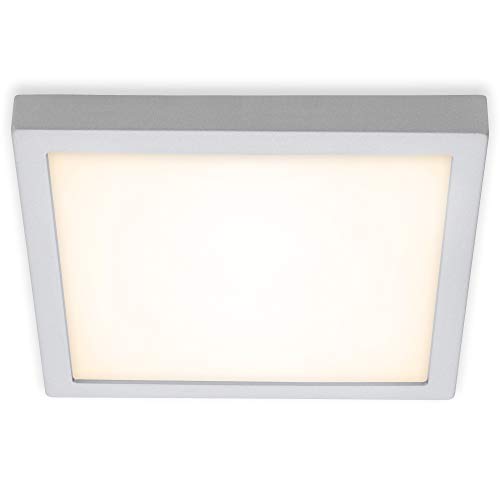 BRILONER Leuchten - LED Aufbauleuchte, Deckenlampe, Deckenleuchte 21 Watt, 2.000 Lumen, 3.000 Kelvin, Quadratisch, Chrom-Matt, 300x300x32mm (LxBxH) von BRILONER