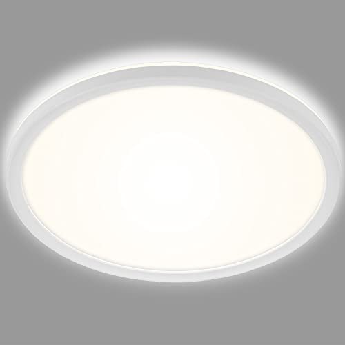 BRILONER Leuchten – LED Bad Deckenleuchte mit Backlight, IP44 LED Badezimmerlampe, ultraflach, neutralweißes Licht, Weiß, 420x35 mm (DxH), 3643-416 von BRILONER