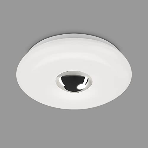 BRILONER Leuchten – LED Bad Deckenleuchte mit Chromkappe, IP44 LED Badezimmerlampe, neutralweißes Licht, Chrom-Weiß, 290x80 mm (DxH), 2300-018 von BRILONER