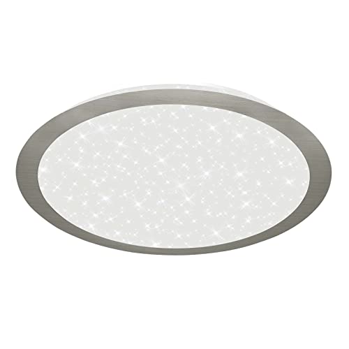 BRILONER Leuchten - LED Deckenlampe Backlighteffekt, LED Deckenleuchte Sternendekor, neutralweiße Farbtemperatur, Ø360 mm, Matt-Nickel von BRILONER