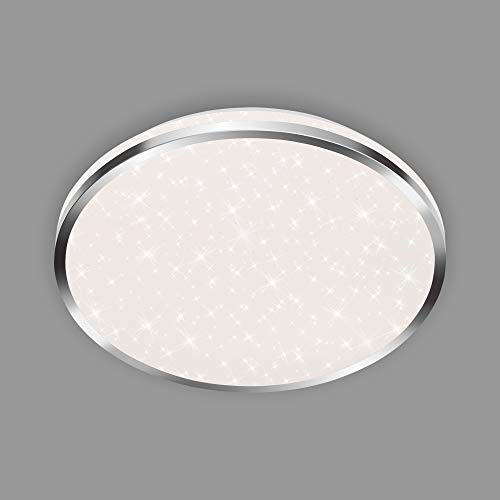 BRILONER Leuchten - LED Deckenleuchte, Badleuchte, Badlampe inkl. Sternendekor, IP44, 12 Watt, 1.200 Lumen, 4.000 Kelvin, Chrom-Weiß, 280x70mm (DxH) von BRILONER