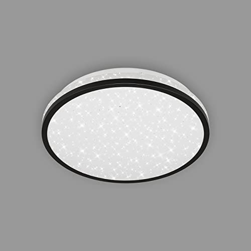 BRILONER Leuchten - LED Deckenleuchte, Badleuchte, Badlampe inkl. Sternendekor, IP44, 12 Watt, 1.200 Lumen, 4.000 Kelvin, Weiß-Schwarz, 280x70mm (DxH), 3403-015 von BRILONER