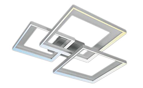 BRILONER Leuchten - LED Deckenleuchte dimmbar mit Fernbedienung, schwenkbare LED Deckenlampe, warmweiß, neutralweiß, kaltweiß, eckig, aluminiumfarbig gebürstet, 752x627x126mm (LxBxH) von BRILONER