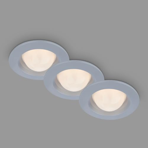 BRILONER Leuchten - LED Einbauleuchten mit kugelförmigen LED Modul, Einbaulampen 3er Set, je 3 Watt, warmweißes Licht, Spritzwasserschutz, Chrom-Matt, 95x36 mm (DxH), 7056-034 von BRILONER