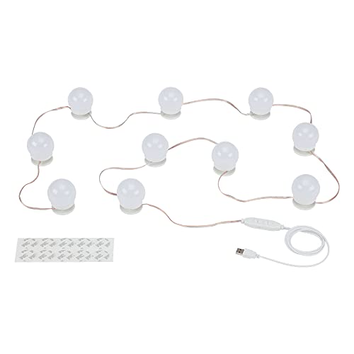 BRILONER Leuchten - LED Spiegelleuchte, Spiegellampe dimmbar, 10-flammig, Farbtemperatursteuerung, inkl. USB Kabel, inkl. Klebepads, max. 6 Watt, 600 Lumen, Weiß, 4.000mm (L) von BRILONER