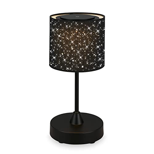 BRILONER - LED Tischlampe kabellos mit Sternenhimmel, dimmbar in Stufen, warmweiße Lichtfarbe, Nachttischlampe, Leselampe, LED lampe, Campinglampe, Tischleuchte, Akku Lampe, 30x12,5 cm, Schwarz von BRILONER