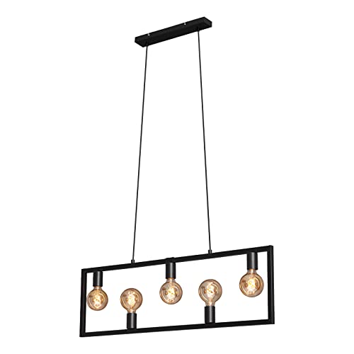 BRILONER Leuchten Pendelleuchte, Pendellampe retro, Hängelampe vintage, 5x E27, max. 40 Watt, Esszimmerlampe, Metall, Schwarz, 980x1500mm (LxH) 4028-055 von BRILONER