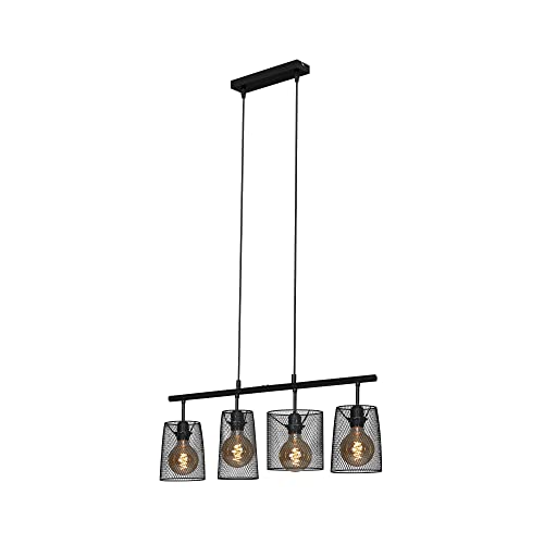 BRILONER Leuchten Pendelleuchte Draht, Retro Hängelampe 4-flammig, E27 max. 60 Watt, Esszimmerlampe 4026-045 Schwarz von BRILONER