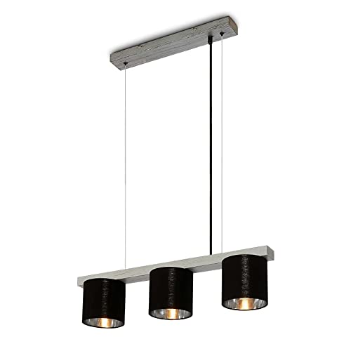 BRILONER - Pendelleuchte mit Lampenschirm aus Stoff, E14 Fassung, max. 25 Watt, Hängeleuchte, Hängelampe Esstisch, Esszimmerlampe hängend, Wohnzimmerlampe, Küchenlampe, 65x15x136 cm, Antik-Silber von BRILONER