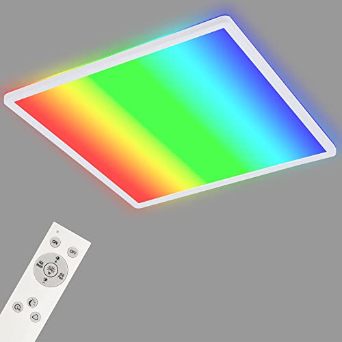 BRILONER - LED Deckenlampe flach Smart Home, funktioniert mit Alexa, buntes RGB+W Licht, LED Lampe, LED Deckenleuchte, Wohnzimmerlampe, LED Panel, Schlafzimmerlampe, Weiß, Quadratisch - 42 x 42cm von BRILONER