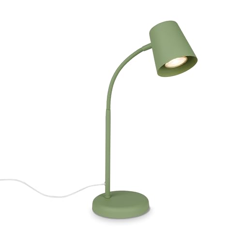 BRILONER – Nachttischlampe, Schreibtischlampe Schwenkbar, Tischlampe GU10 für Home Office mit Kabelschalter, Leselampe, Lindgrün von BRILONER