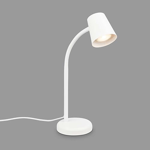 BRILONER – Nachttischlampe, Schreibtischlampe Schwenkbar, Tischlampe GU10 für Home Office mit Kabelschalter, Leselampe, Weiß von BRILONER