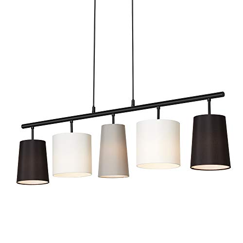 BRILONER - Pendelleuchte mit Lampenschirm aus Stoff, E14 Fassung, max. 40 Watt, Hängeleuchte, Hängelampe Esstisch, Esszimmerlampe hängend, Wohnzimmerlampe, Küchenlampe, 96x120 cm, Grau, Weiß, Schwarz von BRILONER