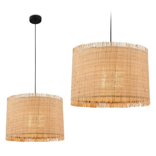 BRILONER - Pendelleuchte mit Strohschirm, E27 Fassung, max. 10 W, Boho, aesthetic, Hängeleuchte, Hängelampe Esstisch, Esszimmerlampe hängend, Wohnzimmerlampe, 40 x 128 cm (DxH), Natur von BRILONER