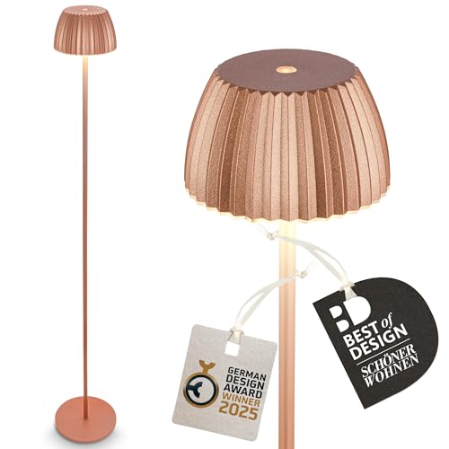 BRILONER - Riffle LED Stehlampe kabellos IP44 mit Touch, dimmbar, Memoryfunktion, Akku tauschbar, Akku Stehleuchte, Leselampe, Wohnzimmerlampe, German Design Award Winner, 19x124 cm, Kupferfarben BRILONER - Riffle LED Stehlampe kabellos IP44 mit Touch, dimmbar, Memoryfunktion, Akku tauschbar, Akku Stehleuchte, Leselampe, Wohnzimmerlampe, German Design Award Winner, 19x124 cm, Kupferfarben von BRILONER