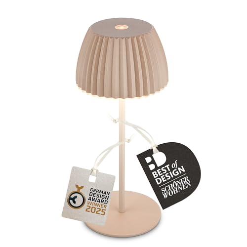 BRILONER - Riffle Mini LED Tischlampe kabellos IP44 mit Lichtkante, Touchdimmer, Akku tauschbar, Nachttischlampe, LED Lampe, Akku Lampe, German Design Award Winner 2025, 8,5 x 20 cm, Beige BRILONER - Riffle Mini LED Tischlampe kabellos IP44 mit Lichtkante, Touchdimmer, Akku tauschbar, Nachttischlampe, LED Lampe, Akku Lampe, German Design Award Winner 2025, 8,5 x 20 cm, Beige von BRILONER
