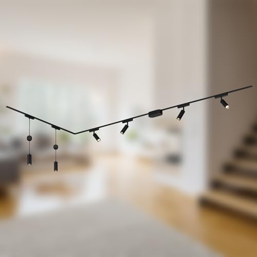 BRILONER - Schienensystem Luxtrail Komplettset, 4x LED Spots, 2x LED Pendel höhenverstellbar, L-Form, Lampen, Lichtschienensystem Decke, Strahler Schiene, Deckenlampe, Deckenleuchte, 3m, Schwarz BRILONER - Schienensystem Luxtrail Komplettset, 4x LED Spots, 2x LED Pendel höhenverstellbar, L-Form, Lampen, Lichtschienensystem Decke, Strahler Schiene, Deckenlampe, Deckenleuchte, 3m, Schwarz von BRILONER