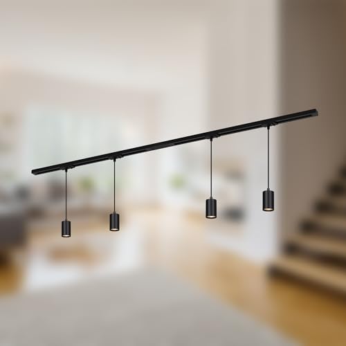 BRILONER - Schienensystem Rail Komplettset, 4x GU10 Pendel, Einspeisung, Lichtschienensystem Decke, Strahler Schiene, Deckenlampe, Deckenleuchte, Pendellampe, Pendelleuchte 1,5m, Schwarz BRILONER - Schienensystem Rail Komplettset, 4x GU10 Pendel, Einspeisung, Lichtschienensystem Decke, Strahler Schiene, Deckenlampe, Deckenleuchte, Pendellampe, Pendelleuchte 1,5m, Schwarz von BRILONER