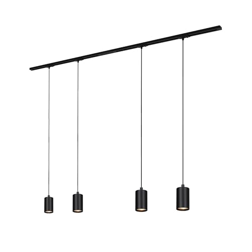 BRILONER - Schienensystem Rail Komplettset, 4x GU10 Pendel, Einspeisung, Lichtschienensystem Decke, Strahler Schiene, Deckenlampe, Deckenleuchte, Pendellampe, Pendelleuchte 1,5m, Schwarz von BRILONER