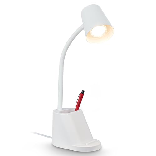 BRILONER - Schreibtischlampe mit Stiftehalter, Kabelschalter, schwenkbar, Tischlampe, Lampe, Nachttischlampe, Tischleuchte, Home Office, Bürolampe, 21x10x35,5 cm (LxBxH), Schwarz von BRILONER