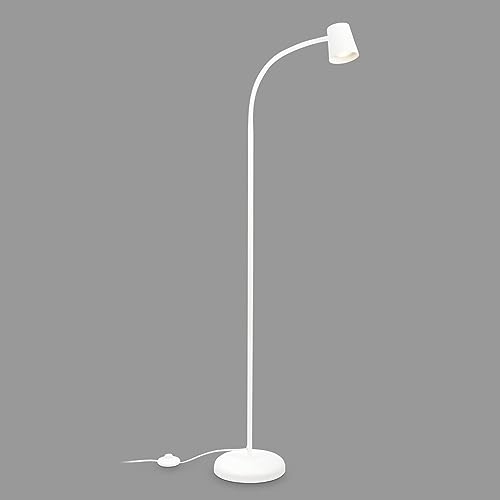 BRILONER – Stehlampe als Deko im Wohnzimmer und Leselampe, Schwenkbare Lampe, Wohnzimmerlampe, Fußtaster, Indirekte Beleuchtung, Weiß von BRILONER