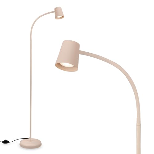 BRILONER - Stehlampe mit Fußtaster, schwenkbar, GU10, max. 9W, Leselampe, Wohnzimmerlampe, Schlafzimmer Deko, Deckenfluter, Standleuchte, Stehleuchte, Bogenlampe, 21x127,5 cm, Beige von BRILONER