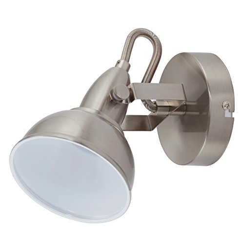 BRILONER – Wandlampe, Wandstrahler mit dreh-und schwenkbarem Spot im retro / vintage Design, Wandleuchte, Metall, E14, Satin-weiß BRILONER – Wandlampe, Wandstrahler mit dreh-und schwenkbarem Spot im retro / vintage Design, Wandleuchte, Metall, E14, Satin-weiß von BRILONER