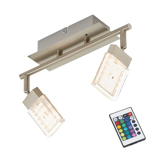 Briloner Leuchten 2530-022 LED Deckenstrahler, Farbsteuerung/Farbwechsel mit Fernbedienung, dimmbar, schwenkbar von BRILONER