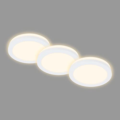 BRILONER - 3er Set Bad Einbaustrahler LED mit indirektem Licht, inkl. Aufsatzrahmen, warmweiße Lichtfarbe, LED Spot, Deckenspots, LED Spots, Einbauleuchten, Einbauspots LED, 84x36,5 mm, Weiß von BRILONER