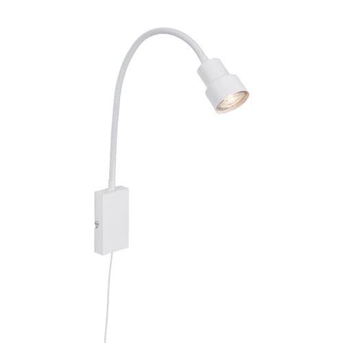 BRILONER Leuchten - Bettleuchte, Wandleuchte, Leselampe inkl. Flexarm, An-/Ausschalter via Touchfunktion, 1x LED/GU10, 5 Watt, 400 Lumen, 3.000 Kelvin, Metall, Weiß, 2085-016 BRILONER Leuchten - Bettleuchte, Wandleuchte, Leselampe inkl. Flexarm, An-/Ausschalter via Touchfunktion, 1x LED/GU10, 5 Watt, 400 Lumen, 3.000 Kelvin, Metall, Weiß, 2085-016 von BRILONER
