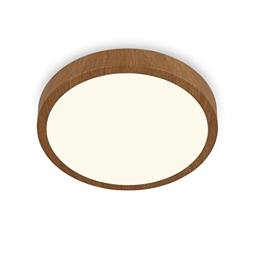 BRILONER Leuchten - Deckenlampe LED, Deckenleuchte Holz, warmweißes Licht, Aufbaulampe, Aufbauleuchte, Holzoptik, Ø380x50 mm, 3725-014, Holzfarben von BRILONER