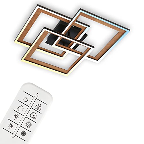 BRILONER Leuchten - Deckenlampe LED, Dimmbar, Schwenkbar, Deckenleuchte mit Fernbedienung, LED Frame, Farbtemperatur einstellbar, Hinterschnitt, Schwarz-Holz, 560x560x105 mm, 3729-015 BRILONER Leuchten - Deckenlampe LED, Dimmbar, Schwenkbar, Deckenleuchte mit Fernbedienung, LED Frame, Farbtemperatur einstellbar, Hinterschnitt, Schwarz-Holz, 560x560x105 mm, 3729-015 von BRILONER