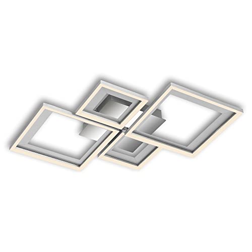 BRILONER Leuchten - Deckenlampe LED, Stufenweise Dimmbar, schwenkbare Deckenleuchte, Frame, Hinterschnitt, Alu-Chrom, 530x530x75 mm, 3727-019 von BRILONER