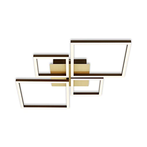 Briloner Leuchten - Deckenlampe LED, Stufenweise Dimmbar, schwenkbare Deckenleuchte LED, LED Frame, goldfarbig-braun, 750x470x73 mm von BRILONER