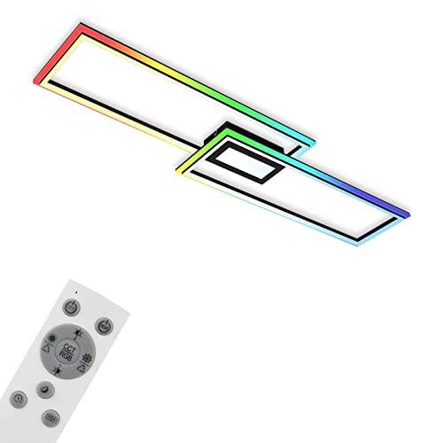 BRILONER Leuchten - Deckenlampe RGB, Bunte Deckenleuchte LED, Dimmbar, Farbtemperatur einstellbar, CCT Mittellicht, LED Frame, Fernbedienung, Schwarz, 1170x290x65 mm von BRILONER