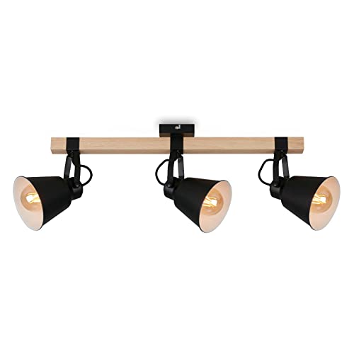 BRILONER - Deckenlampe Vintage schwenkbar, Holzbasis, E27 Fassung, Deckenleuchte, Lampe, Wohnzimmerlampe, Schlafzimmerlampe, Küchenlampe, Deckenstrahler, Deckenbeleuchtung, 68x14,5x24 cm, Schwarz BRILONER - Deckenlampe Vintage schwenkbar, Holzbasis, E27 Fassung, Deckenleuchte, Lampe, Wohnzimmerlampe, Schlafzimmerlampe, Küchenlampe, Deckenstrahler, Deckenbeleuchtung, 68x14,5x24 cm, Schwarz von BRILONER