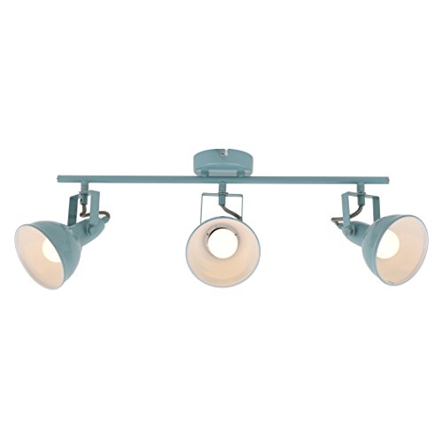 Briloner Leuchten - Deckenleuchte, Deckenlampe mit 3 dreh-und schwenkbaren Spots im retro / vintage Design, Fassung: E14 max. 40 Watt, Metall, Maße: 554x100x181 mm, Farbe: mint weiß von BRILONER